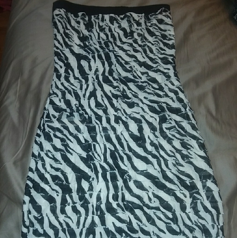 Zebra print strapless mini dress